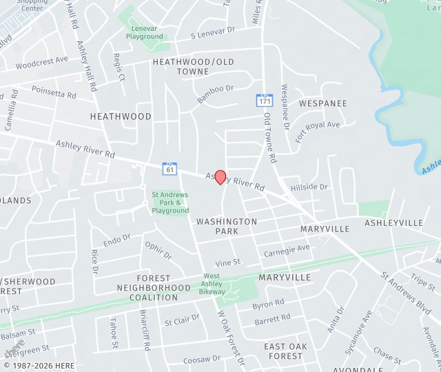 Location Map: 1315 Ashley River Road Charleston, South Carolina 29407