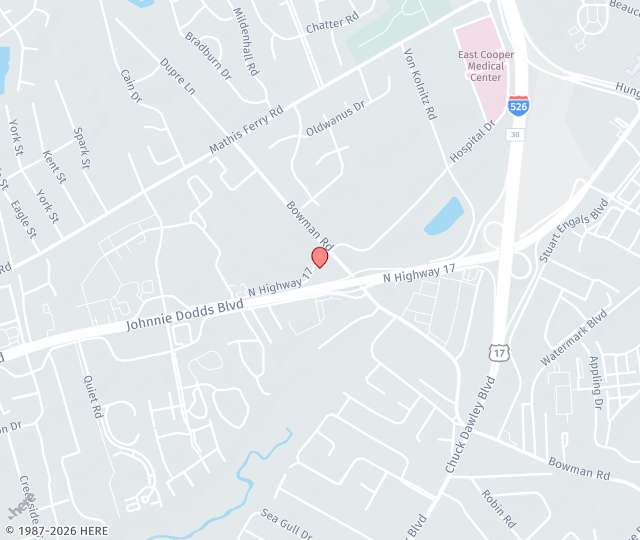 Location Map: 1112 Johnnie Dodds Boulevard Mount Pleasant, South Carolina 29464
