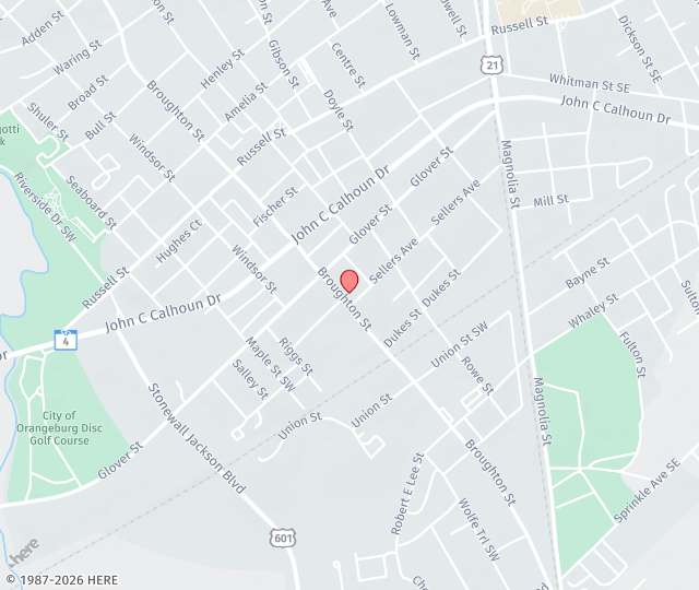 Location Map: 718 Broughton Street Orangeburg, South Carolina 29115