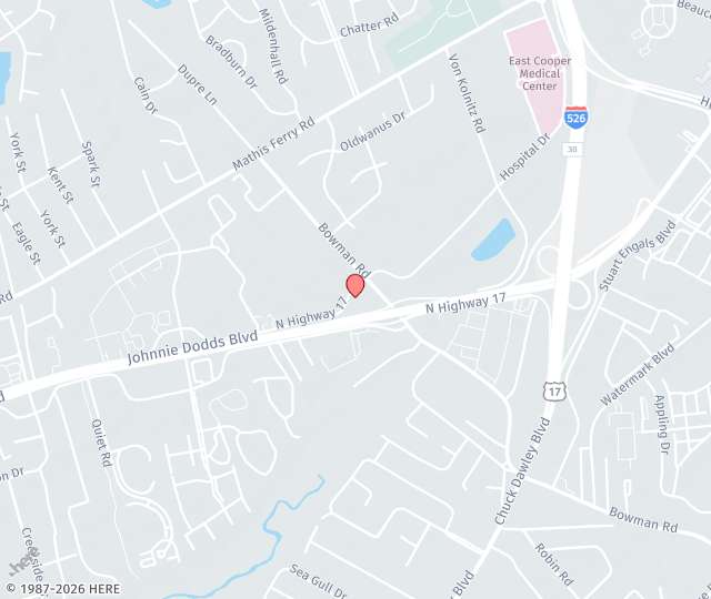 Location Map: 1112 Johnnie Dodds Boulevard Mount Pleasant, South Carolina 29464