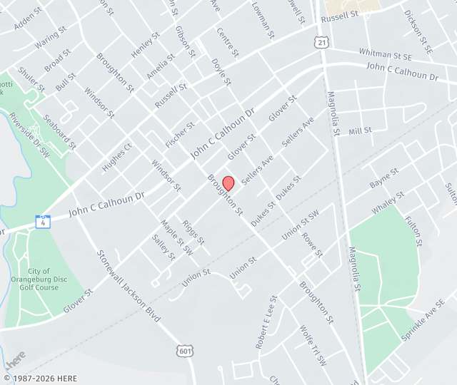 Location Map: 718 Broughton Street Orangeburg, South Carolina 29115
